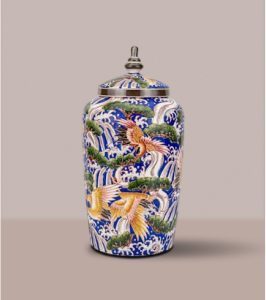 Peony Bush Blue and White Bone China